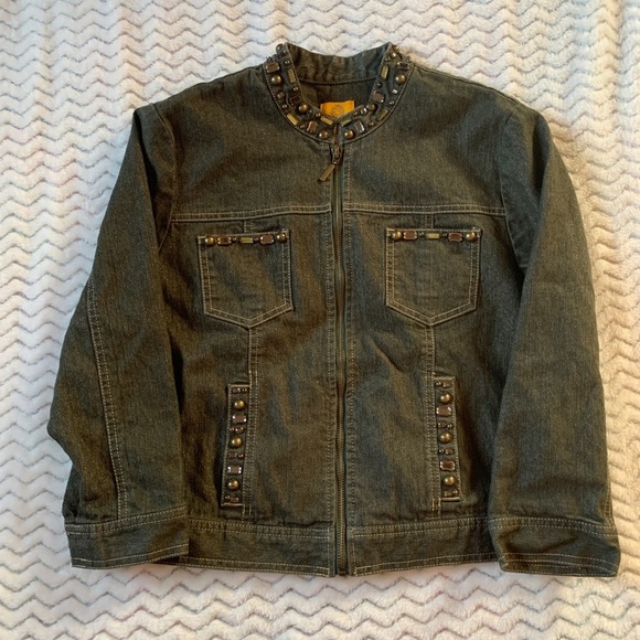 Ruby Rd. Denim Metallic green Jacket Sz 14P - Picture 1 of 6